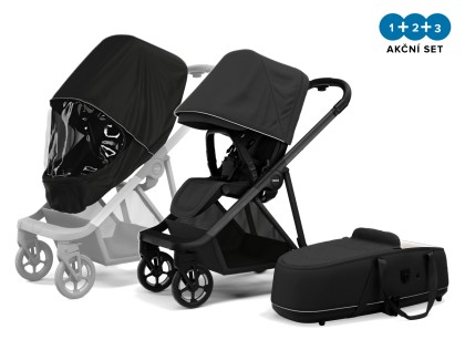 Kočík Thule Shine Black on Black 2022 + vanička + ochrana proti slnku / dažďu Thule