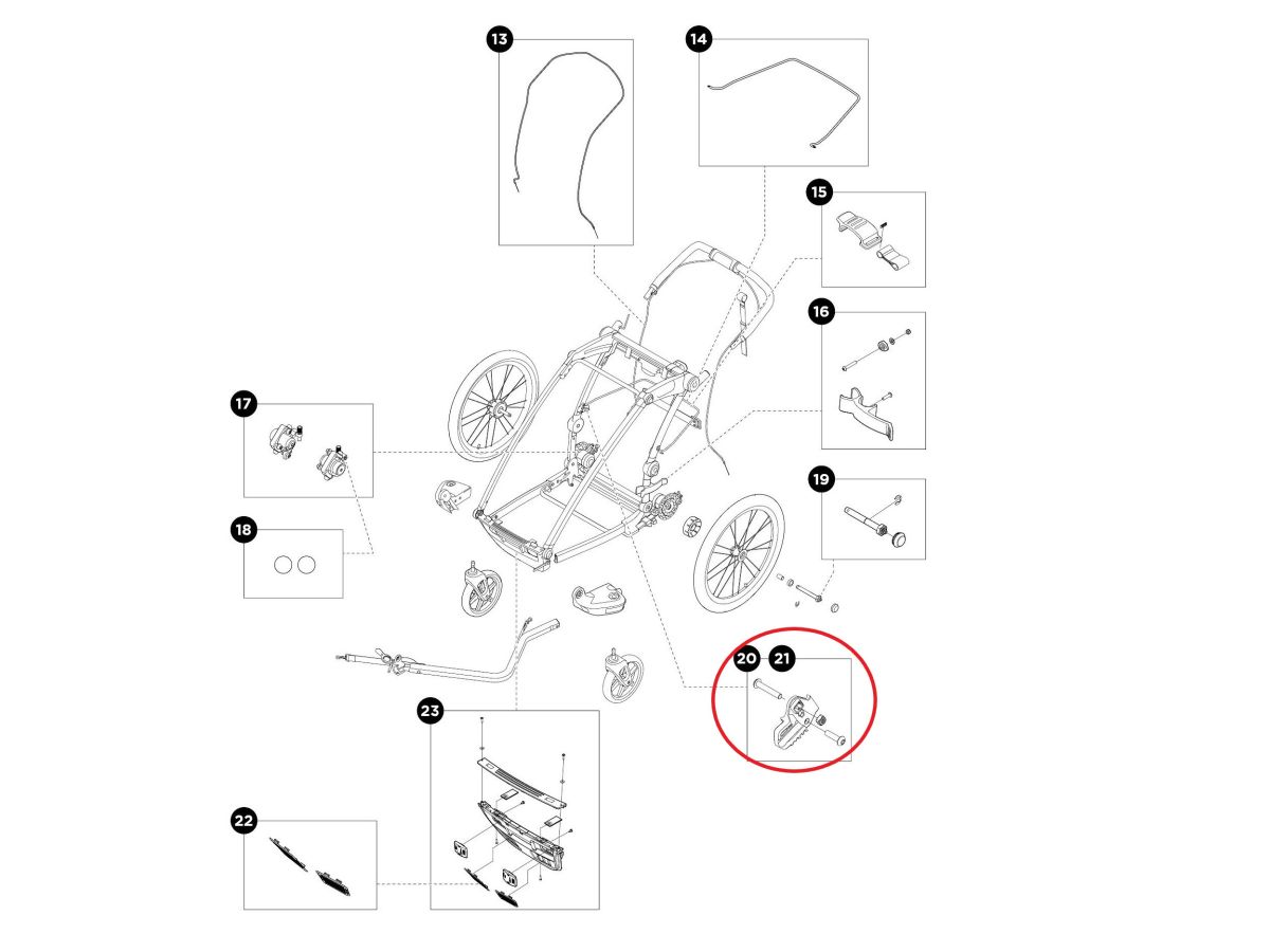 Náhľad produktu - Cargo Bag Hinge Bracket Right - Thule Chariot Sport/Cross (2017-X)