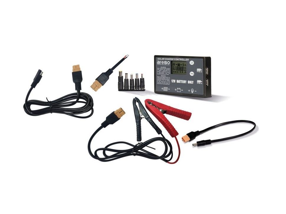 Náhľad produktu - Solárny panel rozkladací prenosný s PWM regulátorom 110W 12V/24V 106x73cm - do auta / na kempovanie