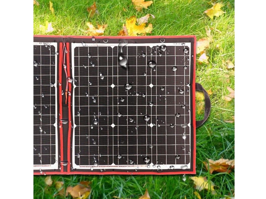 Náhľad produktu - Solárny panel rozkladací prenosný s PWM regulátorom 110W 12V/24V 106x73cm - do auta / na kempovanie