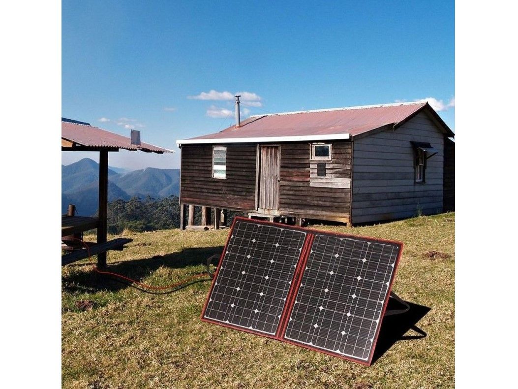 Náhľad produktu - Solárny panel rozkladací prenosný s PWM regulátorom 110W 12V/24V 106x73cm - do auta / na kempovanie