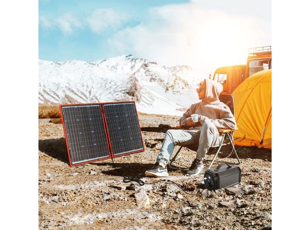 Náhľad produktu - Solárny panel rozkladací prenosný s PWM regulátorom 110W 12V/24V 106x73cm - do auta / na kempovanie