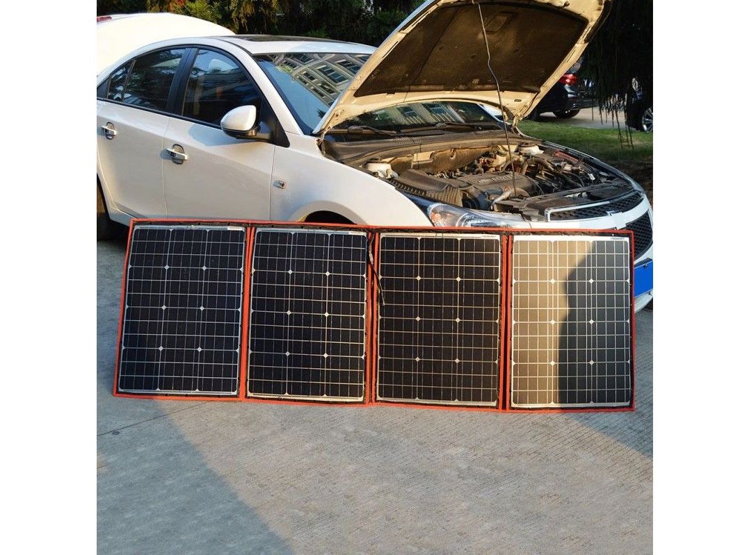 Náhľad produktu - Solárny panel rozkladací prenosný s PWM regulátorom 220W 12V/24V 212x73cm - do auta / na kempovanie