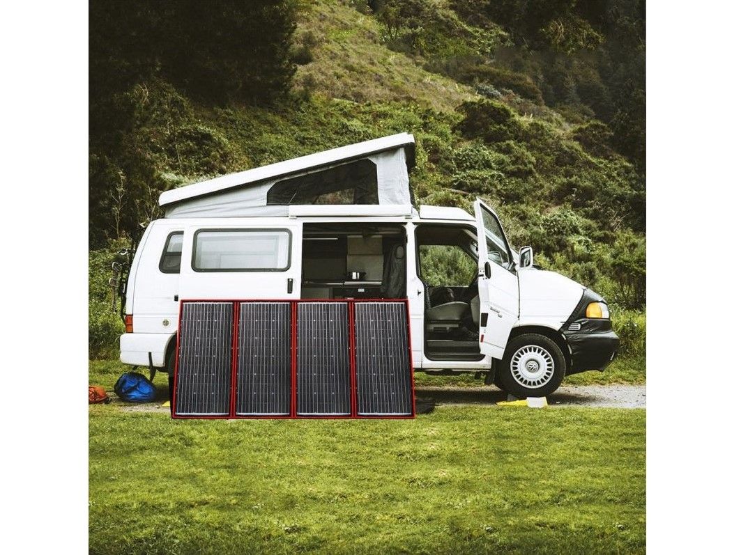 Náhľad produktu - Solárny panel rozkladací prenosný s PWM regulátorom 220W 12V/24V 212x73cm - do auta / na kempovanie