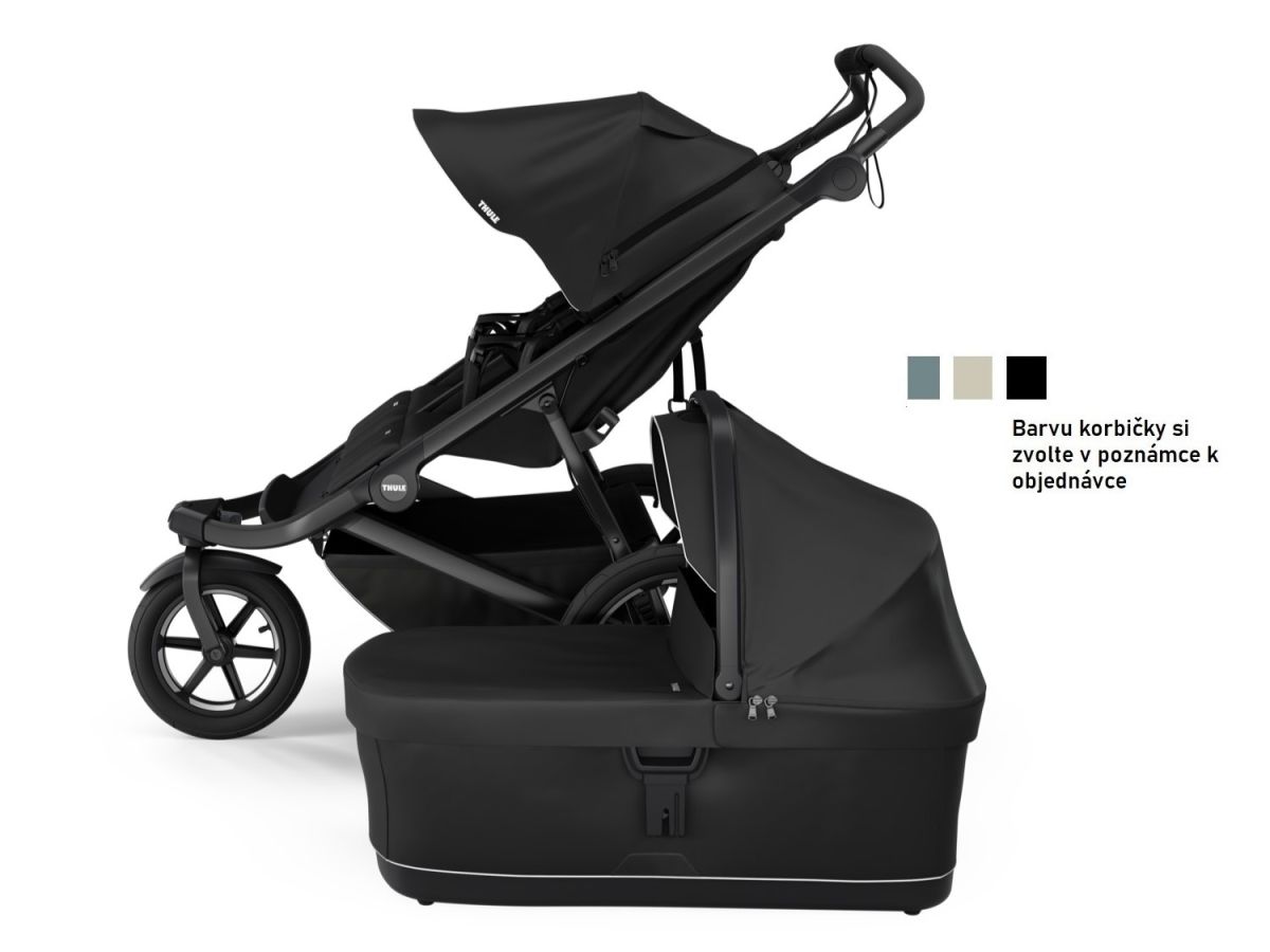 Náhľad produktu - Thule Urban Glide 3 Double Black + hlboká korba + adaptéry na autosedačku