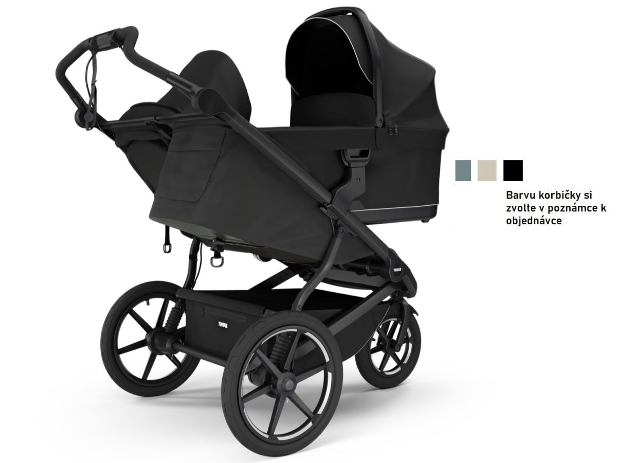 Náhľad produktu - Thule Urban Glide 3 Double Black + hlboká korba + adaptéry na autosedačku
