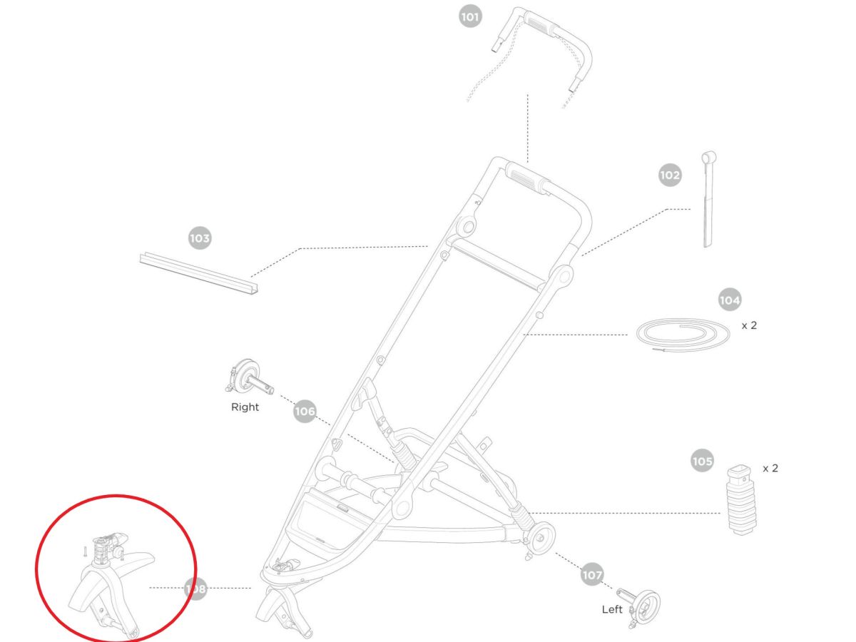 Náhľad produktu - Thule Front fork & caster assembly - Urban Glide 3 55115