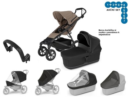 Thule Urban Glide 4 W T.Taupe + prenosná postieľka + kryt proti dažďu + moskytiéra + rukoväť + preno