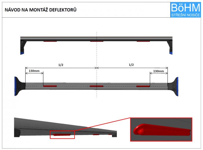 Náhľad produktu - Deflektor aerodynamického hluku pre Alu nosiče (3ks)